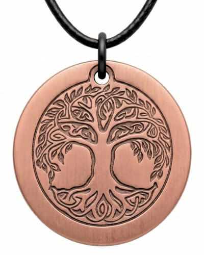 DEMMEX Pure Copper Tree of Life Pendant Necklace for Men and Women, 2.5mm Thick, 1.5 Inches Diameter, Uncoated, Handmade in Turkey - Polish with Salt-Lemon Mix (Copper)