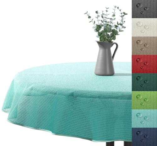 Outdoor Tischdecke Gartentischdecke wasserfest wetterbeständig rutschfest waschbar Outdoortischdecke Weichschaum Garten Balkon Camping Party Tischdeko Typ883 Mint 160x220 cm oval
