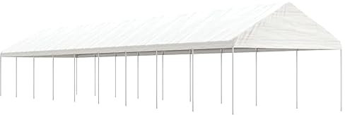 Pavillon mit Dach Weiß 20,07x4,08x3,22 m Polyethylen, Chaduof Gartenpavillon, Faltpavillon, Pergola, Partyzelt, Standmarkise, Sonnenzelt, Garten Pavillion, Grillpavillon 3155517
