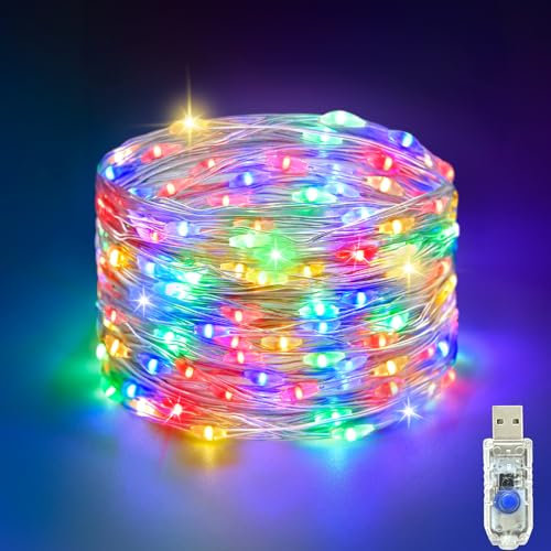 Etopgo USB Fairy Lights 5M/16Ft 50 LED Christmas Fairy Lights 8 Lighting Modes Twinkle Fairy String Lights for Indoor, Outdoor, Bedroom,Party