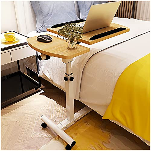 Überbetttische, tragbarer Überbett-/Stuhltisch, Sofa-Seiten-Notebook-Laptop-Schreibtisch, Ständer höhenverstellbar/mit feststellbaren 4 Rollen und Holzplatte