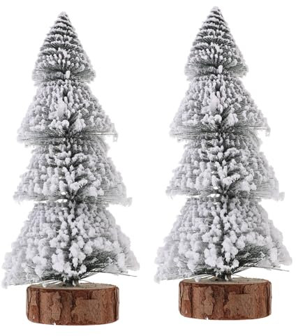 Gogogmee 2stücke Miniatur Weihnachtsbaum Hohe Kiefern Mit Schnee Für Tischdekoration Weihnachtsdeko Für Zuhause Partys Und Festlichkeiten Langlebiges Pet-Material