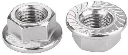 SZLIZHUO 100 Stück M6 (6mm) Flanschmuttern mit Sperrzähnen DIN 6923 Edelstahl gezahnte Sechskant-Flansch muttern Sicherungsmuttern AHC Metrische Sechskant-flanschmuttern (100, M6)