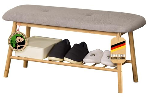 Floordirekt Schuhregal aus Bambus, schmales und platzsparendes Schuhregal, Schuhorganizer mit Sitzfläche (Montana)