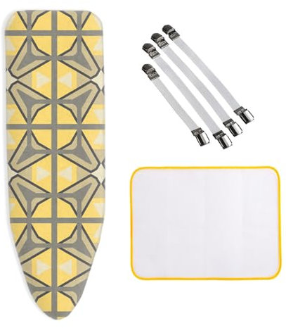 ZJBKX Copriasse da stiro di ricambio con clip e panni antiscottatura, facile da montare, in morbido cotone, 150 x 60 cm