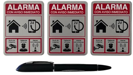 LEIASA | Cartel Videovigilancia - 6x8 cm - 3 Unidades - Aluminio - Grosor 0.6 mm - Señal Zona Videovigilada - Impresión UV - (Cartel Videovigilancia 6x8)