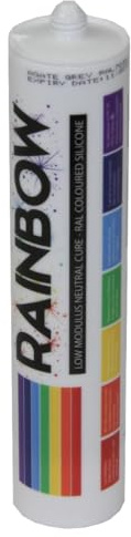 Rainbow RAL 7001 Silicone Silver Grey Sealant | 300ml | Durable & Anti-Mould | For Kitchen, Bathroom, Showers & Other Sanitary Areas