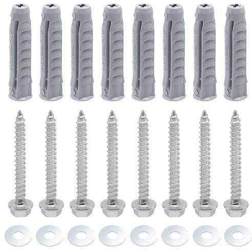 KtbeYTi 30 Set Tasselli Universali con Vite M10 x 50mm Viti Autofilettanti Esagonali con Tappi di Espansione e Rondelle per Calcestruzzo Pieno di Mattoni e Altri Materiali Della Parete