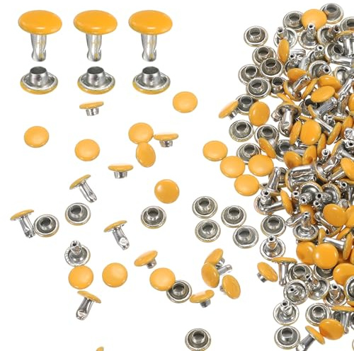 sourcing map 60 juegos de remaches de cuero de doble tapa, 6 x 6 mm, con tapa redonda, de metal, remaches de cuero para manualidades, cinturón de tela, collar de mascotas, reparación y decoración