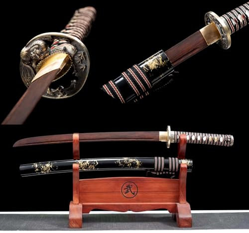 TIANTAO Spada Samurai in Palissandro da 78 cm con Fodero,Spada Samurai in Legno per Allenamento Kendo,Decorazione Domestica,Giochi di Ruolo,Collezioni