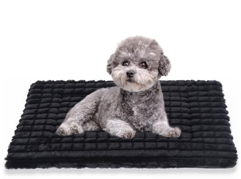 BVAGSS Flauschiges Orthopädisches Hundebett, Waschbar Hundematte, rutschfeste Unterseite, Plüsch Hundekissen Weiche und Warme Hundematte für klein mittel große Hunde XH082 (75x50cm,Schwarz)
