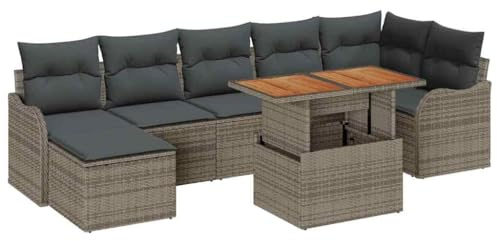 vidaXL Trädgårdsoffset 8 st Grå Poly rattan