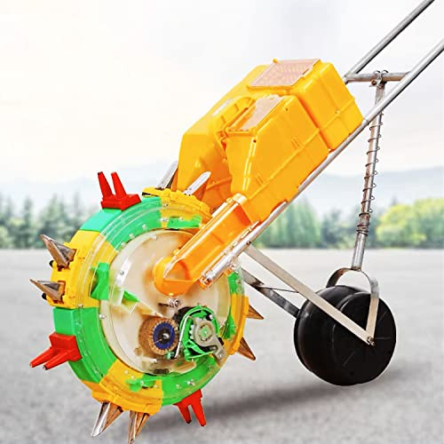 Portable Garden Seeder - Hand-Push Roller Seeding & Fertilizer Applicator, Metal Precision Seed Planter for Lawn, Garden & Farm - 5 Adjustable Mouths for Efficient Planting