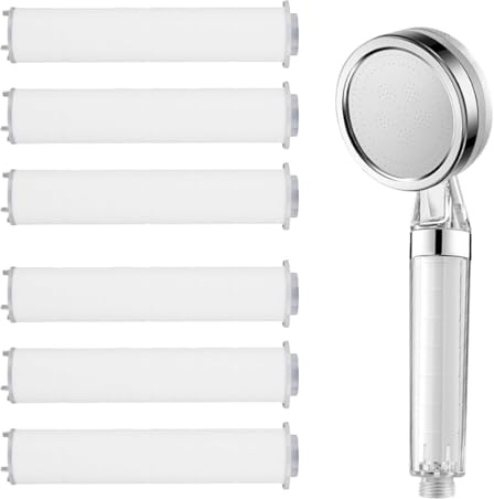 ZORVYN douchette remplaçable, 6 pièces, noyau en coton et filtre en PP, pommeau de douche, anti calcaire, shower filter, Osmose inverse, du chlore et du fluorure, des particules (9,5 x 2 cm)
