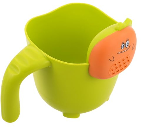 HANABASS Cute Cartoon Bath Rinser Cup with Precise Spout for Controlled Water Flow Comfortable Handle for Multipurpose Dipper for Hair Washing and Bathing Accessories Green