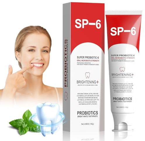 SP-6 Probiotic Whitening Zahnpasta, SP-6 Probiotika-Komplex -F1DY | Sie Ist Fluoridfrei, Hydroxylapatit, Frischen Atem, Fördert Gesundes Zahnfleisch Stärkung, Zahnschmelzschutz (140g*1)