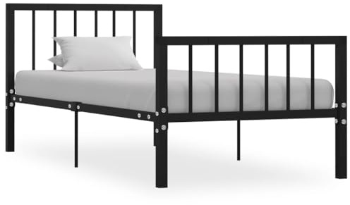 Frdhee Tagesbett Bürobett, Bettgestell Schwarz Metall 100 × 200 cm, Robust und Einfach zu Montieren