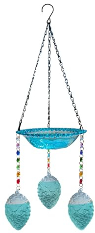 Bain d'oiseaux | avec 3 Pots en Verre pour Eau | Bain d'oiseaux Bol d'eau pour Extérieur | pour Allée Patio Pelouse Balcon Terrasse Extérieur Aménagement Paysager