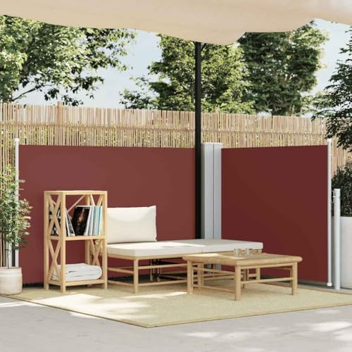 Mokuyary Toldo lateral extensible marrón 120 x 1000 cm, toldo lateral extensible, protección solar para balcón y terraza