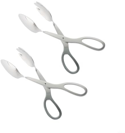 NEIQIUWING brödtång 2 delar, robust tårt- och bakverkstång med ergonomiskt handtag, diskmaskinssäker för buffé, fest och vardag, silver (liten)