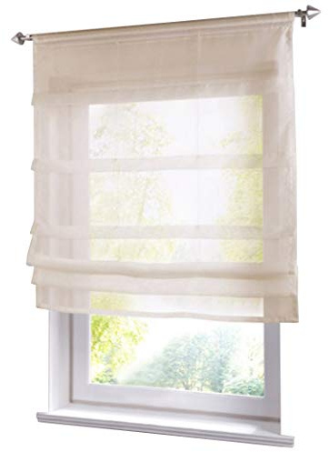 BAILEY JO 1er-Pack Raffrollo mit Tunnelzug Gardinen Voile Transparent Vorhang (BxH 140x140cm, Sand)
