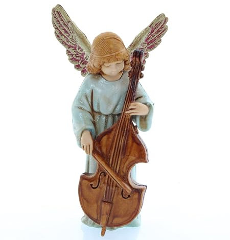 Moranduzzo Ange avec Violoncelle pour Crèche de 11 Cm Échelle 1:16-Figurines de Crèche Indestructibles-Style 700', Peinture Finition à la Main, Produit Officiel, Fabriqué en Italie, Sculpteur M. Landi