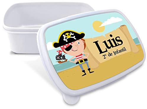LolaPix Fiambrera Personalizada Infantil. Caja Merienda. Caja Almuerzo Infantil. Tuper Niño Colegio. Taper Niños Colegio Personalizado. Taper niño niña COLOR A ELEGIR. Piratas