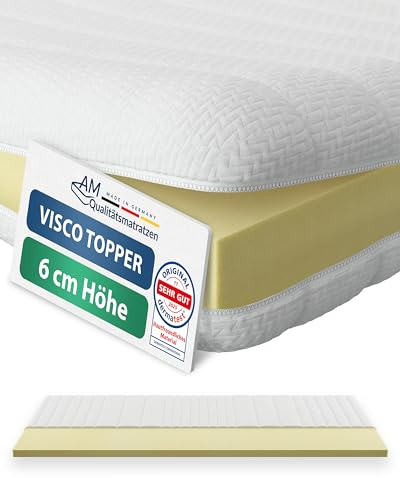 AM Qualitätsmatratzen Visco Topper 140x200cm Memory Foam - Made in Germany - Oeko TEX zertfizierter Viscoschaum Topper 140x200 H2 mit waschbarem Bezug - Weiche Matratzenauflage 140x200 viscoelastisch