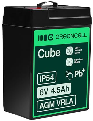 Green Cell Batteria AGM VRLA 6 V 4,5 Ah al Piombo, Sigillata e Ricaricabile | Per Giocattoli per Bambini, Tosaerba, Sistemi di Allarme e Antincendio, Telecamere di Sorveglianza e Telecomunicazioni