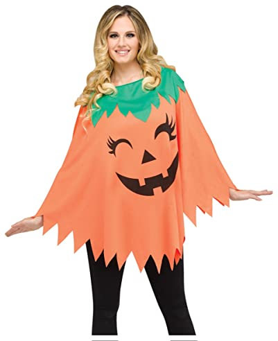 Horror-Shop Kürbis Poncho One Size als Kostümüberwurf für Halloween