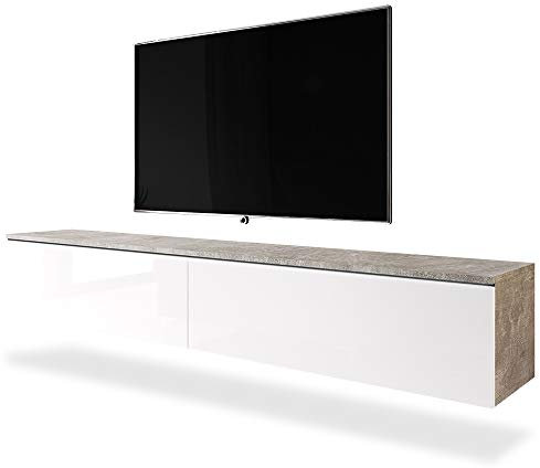 Selsey 5903025287157 TV-Bänke & Lowboards 180 cm Betonoptik/Weiß Hochglanz