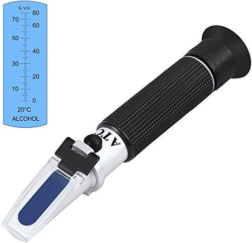 AUTOUTLET Refractometer, Alcohol Refractometer with 0-80% Alcohol Measuring Range, Hand Refractometer Alcohol Meter ATC Spirit Tester Alcohol Meter, for White Wine