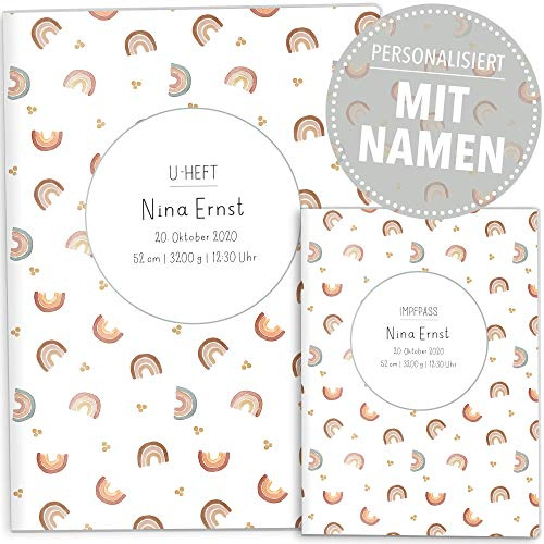OLGS U-Heft und Impfpasshülle Set | Little Friend | Untersuchungsheft Hülle & Impfpass Hülle | personalisierte Geschenke Baby | Babygeschenke zur Geburt (U-Heft Set personalisiert, Mike Blanko)
