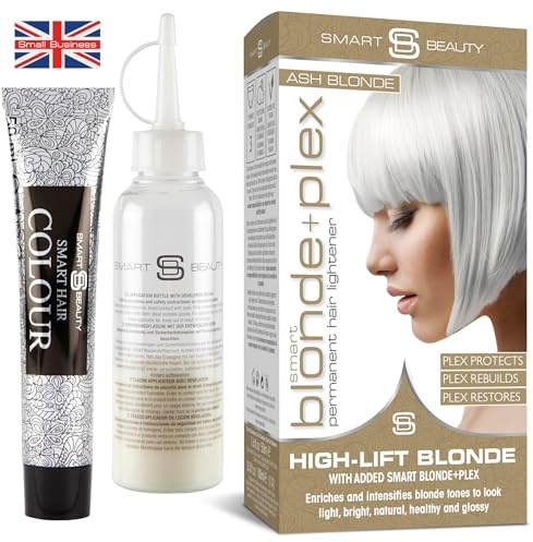 Aschblondes Haarfärbemittel mit zusätzlichem Plex Haarpflege Conditioner,permanente Haarfarbe mit einer kühlen blonden Asch Haartönung, veganes Haarfärbemittel,ohne Tierversuche Smart Beauty Haarfarbe