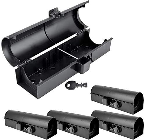5 x Köderstation Ratten Set Köderbox Garten Rohr Mausfalle Mäuse Rattenköderbox Box Rattenköderstation Rattenfalle Kinder- Haustiersicher Koederbox Petigi
