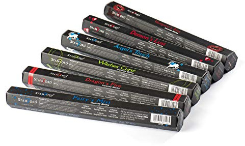 Stamford 37323 Mythical Variety Set Incense Sticks - 6 Packs x 15 Sticks, Black
