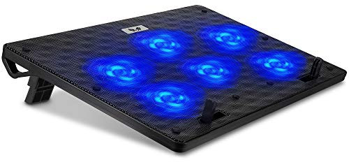 SK Notebook Laptop Kühler Gamer Cooler Ständer Kühlpad Pad Unterlage für 12-17 Zoll // 6X LED 80mm Lüfter, dünn & mobil