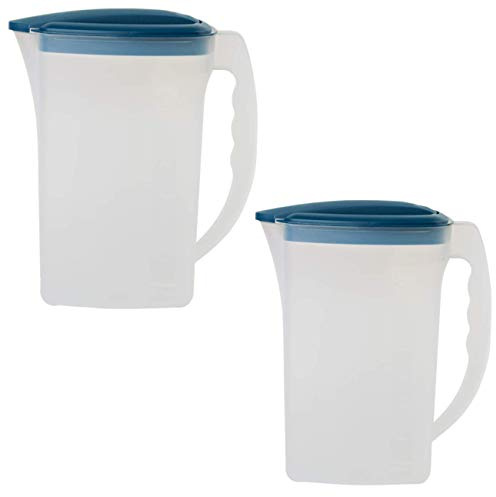 2x Saft Wasser Eistee Kanne Behälter Kühlschrankkrug Multifunktionsbox mit Deckel 2L Kunststoff