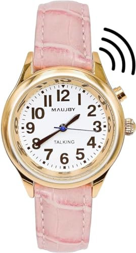 MAUJOY Women Talking Watch with Clear and Loud Voice, Speaks The Time, Date and Alarm Time, for Elderly, Visually Impaired or Blind