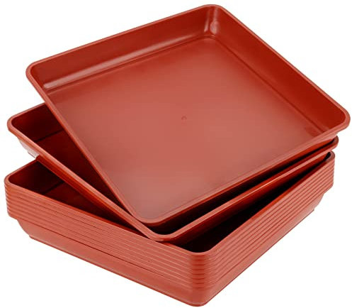 KOOMEDA Lot de 10 soucoupes carrées pour pot de fleurs sans trous de drainage pour fleurs, plantes, semis 29 x 29 x 4 cm
