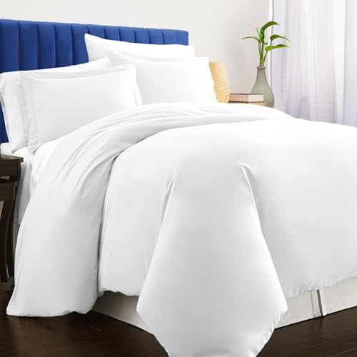 Pizuna Luxurious Cotton Duvet Cover King Size White 1000 Thread Count | Duvet Covers 100% Long Staple Cotton King, 230x220cm, Sateen Quilt Cover with Button Closure
