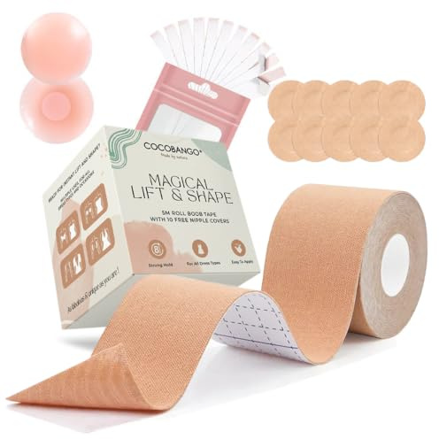 Boob Tape Push-up Unsichtbares Brust Tape mit 10 Nipple Covers 20 doppelseitige Fashion Tapes 2 Wiederverwendbare Nipple Pads Boobietape Boobtape Boobytape ohne BH