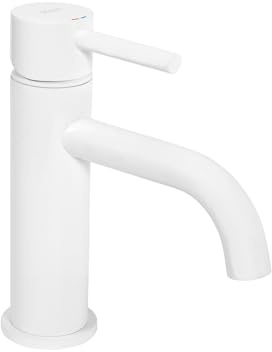 Rea Waschtischarmatur LUNGO WHITE BAS Wasserhahn Bad Badarmatur aus Messing Armatur für Waschbecken Badezimmer Mischbatterie Waschbecken Einhebel (Weiß)