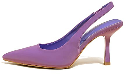 azmodo Women High-Heel Fabric Satin Slingback Pumps Kitten Heel Back Strap Sandals Mules Court Shoes