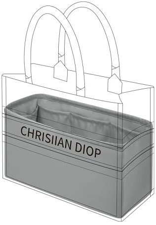 DGAZ Taschen Organizer Einsatz, Seide Taschenorganizer für Dior Book Tote Mini/S/M/L Tasche, Seidige Berührung Bag in Bag Organizer (Pearl Grey, Medium) | Luxuriöse Satin-Innentasche, Perfekte Passform, Sanfter Schutz, Leicht