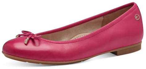 Tamaris Comfort Ballerine da donna in pelle con fiocco, Rosa (Fuxia), 37 EU