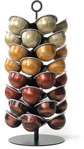 xympo Coffee Pod Carousel for Nespresso Vertuo Capsules, Holds 40 Pods, 360° Rotating Stand, Metal (Black)