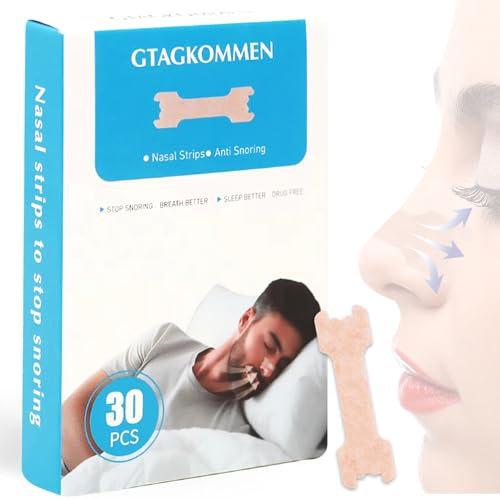 30 Stück Nasenpflaster besser atmen, Nasenpflaster Schnarchen Schnarchstopper, Anti Schnarch Pflaster für besseres Atmen bei Schlaf & Sport, Hilfsmittel gegen Schnarchen Verhindern Nasenspreizer