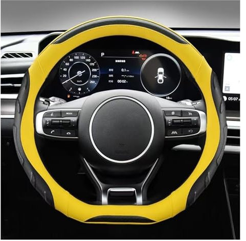 SAIBOL Lenkradhüllen Für Kia Für Stinger Für Soul 2018-2021 Picanto X-line Morgen Ceed GT Stonic Für Sportage Gehen K5 2021 D Form Auto Stering Rad Abdeckung Lenkradbezug Auto (Farbe : Gelb)