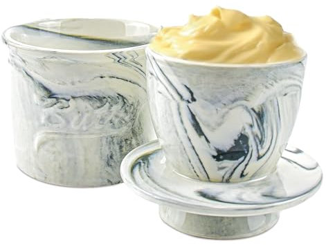 LPAMABA Barattolo di Burro in Ceramica,Contenitore per Burro con Coperchio,Ciotole da Burro in Porcellana,Burriera Ceramica Bianca,Portaburro da Tavola con Coperchio per Conservare il Burro